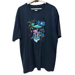 Vans Trippy Mushroom T-Shirt Black Classic Fit Psychedelic Galaxy Art Size L‎
